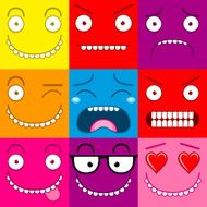 Vector Cartoon Set Of Different Cute Faces N4