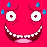 Vector Cute Cartoon Red Sweaty Face