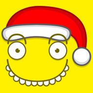 Vector Cute Cartoon Yellow Face With Santa Claus Hat