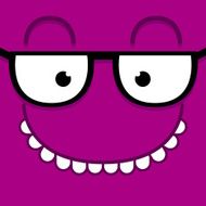 Vector Cute Cartoon Purple Face With Glasses