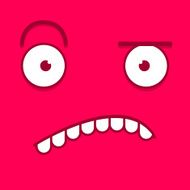 Vector Cute Cartoon Pink Confused Face