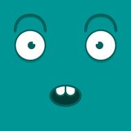 Vector Cute Cartoon Blue Surprised Face