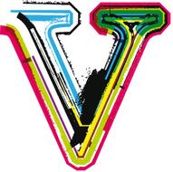 Colorful Grunge LETTER V N3