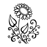 Beautiful Decorative Flower with Leaves (Vector) N9