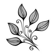 Original Decorative Leaf with Ornament (Vector) N9