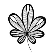 Original Decorative Leaf with Ornament (Vector) N11
