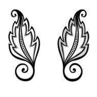 Original Decorative Leaf with Ornament (Vector) N14