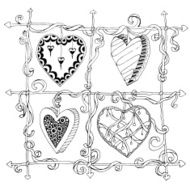 Original drawing doodle hearts