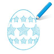 Blue Pencil Drawing Easter Egg With Stars