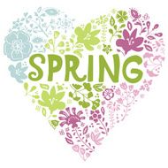 Floral Spring background in heart shape N2
