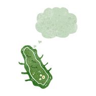 retro cartoon bacteria with thought bubble N3