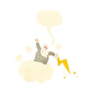 retro cartoon god throwing lightning