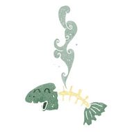 retro cartoon smelly fish bones