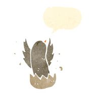 retro cartoon hatching bird