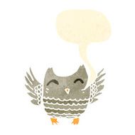 retro cartoon owl with speech bubble N3