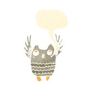 retro cartoon owl with speech bubble N4