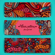 Vector stylish floral banners Bright doodle cartoon cards in ve N2