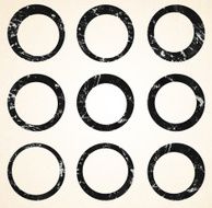set of ink scratched brush strokes circle round spots N2