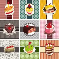 9 cute cartoon cake card set