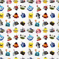 cartoon robot face seamless pattern
