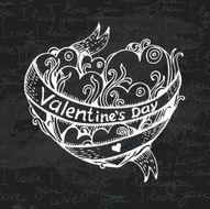Hand drawn heart chalkboard design