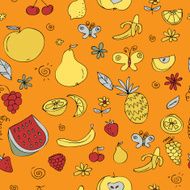 Seamless doodle pattern of fruits