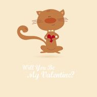 Vector vintage love card with cute animal N14