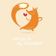 Vector vintage love card with cute animal N15