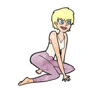 cartoon happy woman sitting on floor N29