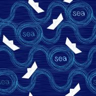 Seamless pattern with paper ships and lettering