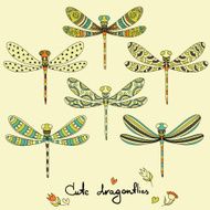 Cute dragonflies set