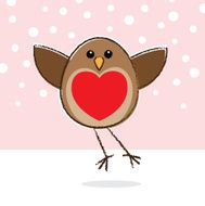 Flying Robin with Red Heart Breast