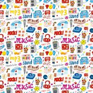 cute music icon seamless pattern