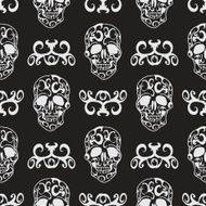 Skull floral seamless pattern