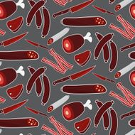 Seamless vector meat pattern on grey