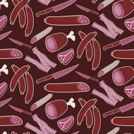 Seamless vector meat pattern on brown