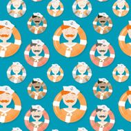 Sailors of different ethnicities seamless vector pattern in cart