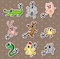 animal football stickers soccer ball stickers