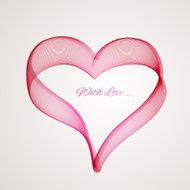Red heart ribbon isolated on white background