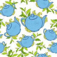 Seamless pattern with teapots N2