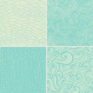 Set of four seamless abstract hand-drawn pattern waves backgrou N4