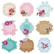 Scrapbook Design Elements - Vintage Tags and Frames with Flowers