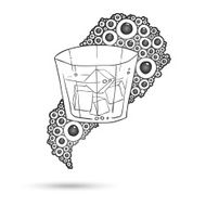 Wine Glass With The Doodle Circular Pattern Grunge Background N2