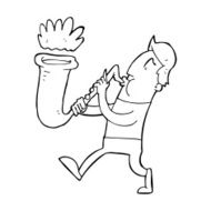 cartoon man blowing saxophone N13