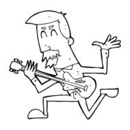 cartoon man playing electric guitar N29