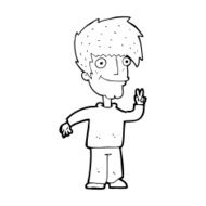 Cartoon Man Giving Peace Sign N89