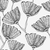 Vector Seamless Pattern with Bizarre Flowers