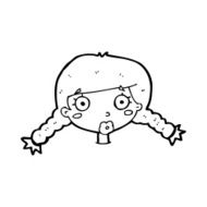 cartoon confused female face N14
