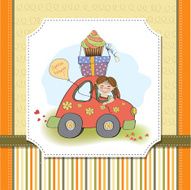 birthday card with funny little girl N18