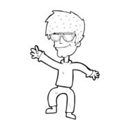 cartoon waving cool guy N15